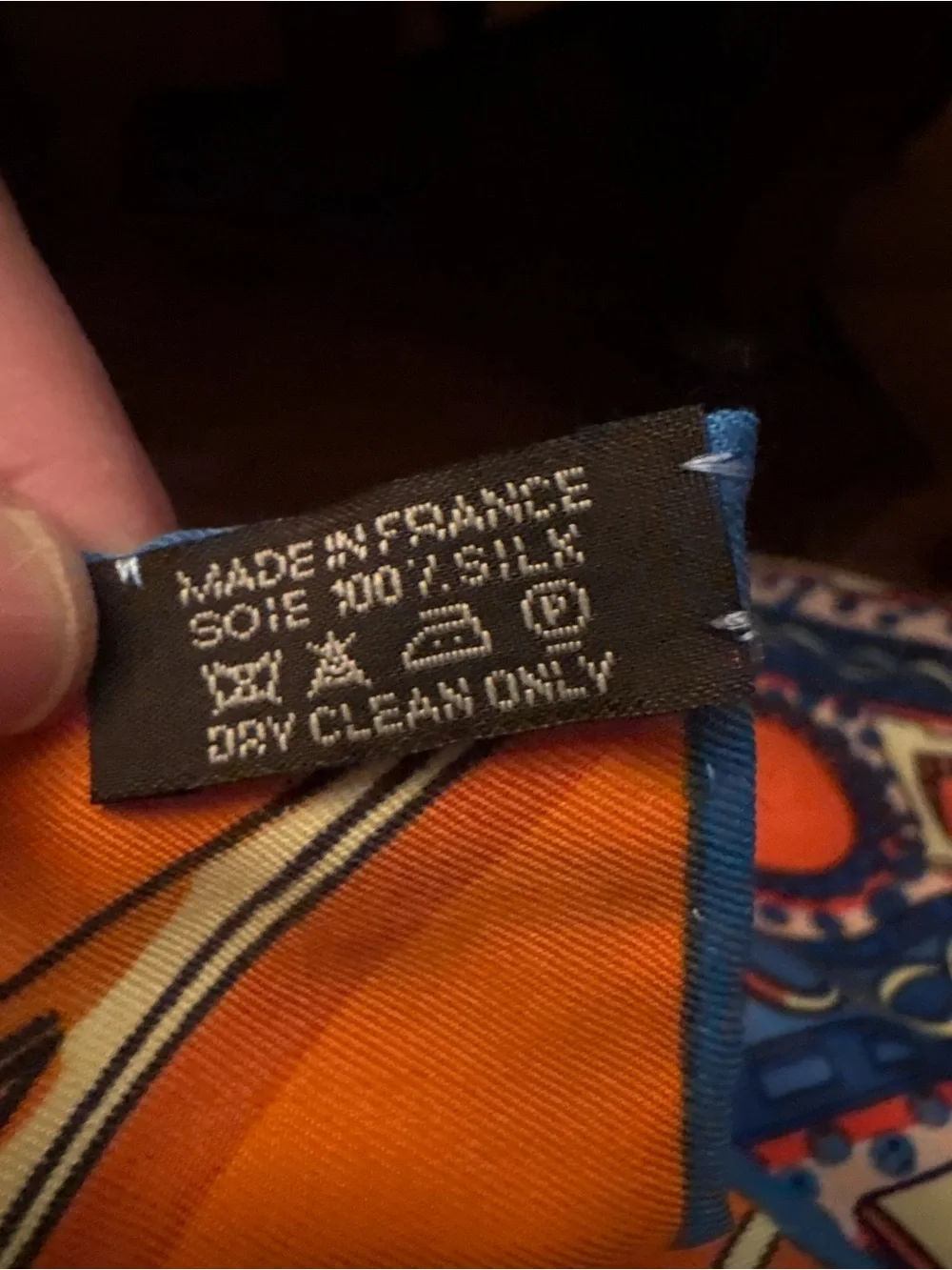 Hermès Annie Faivre Orange Blue Silk Carré Scarf
